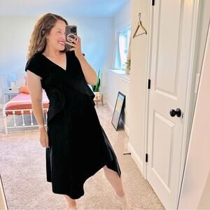 COS Black V Neck Maxi Dress 42 12